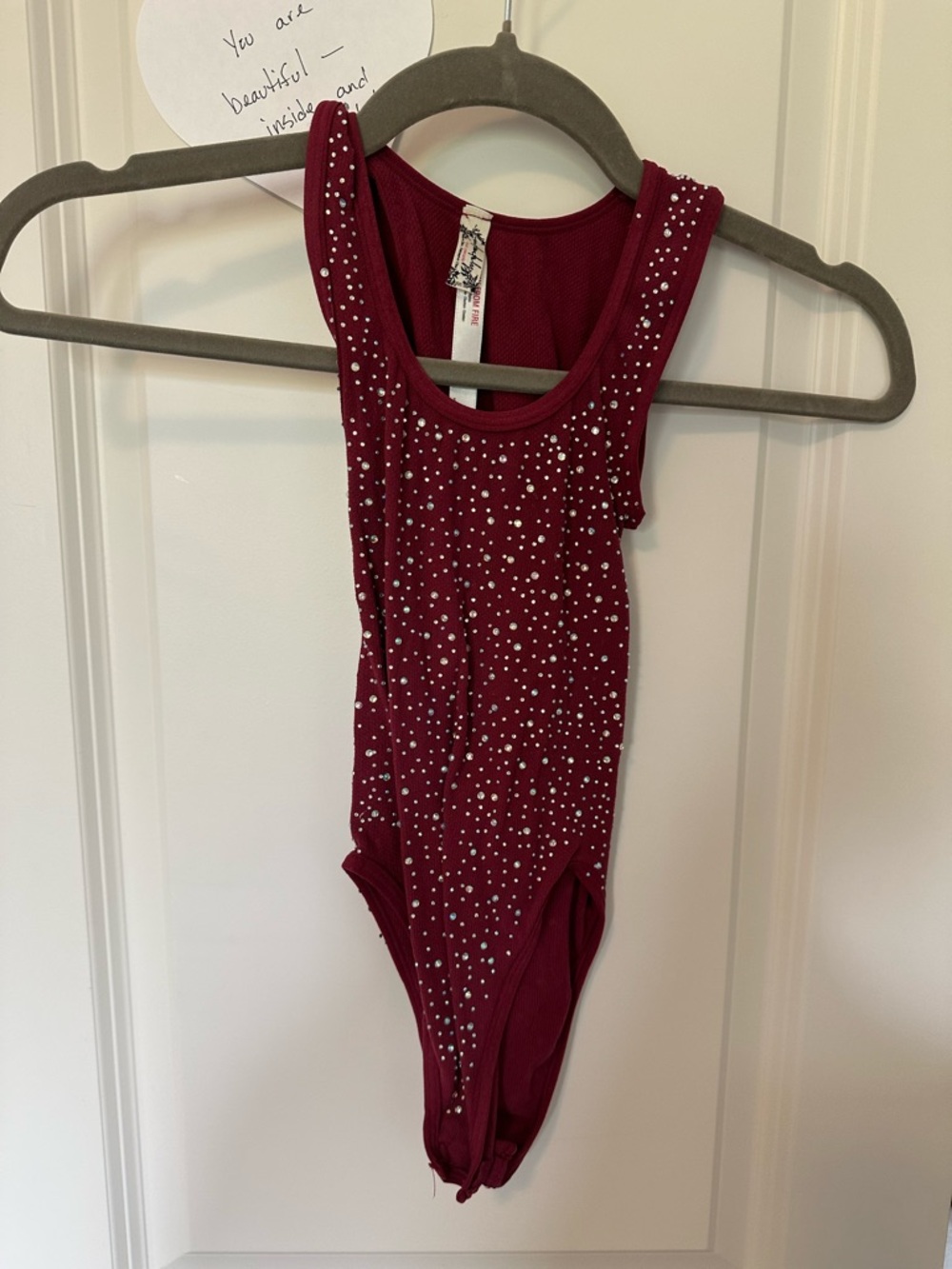 Free People Sparkle Burgundy One-Piece Bodysuit